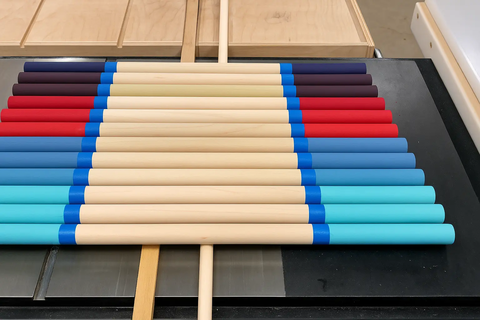 Colorful painted dowel ends